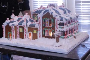 Christmas Chateau snow topped custom gingerbread mansion