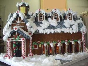 Vermont country snow toped Custom Gingerbread lodge