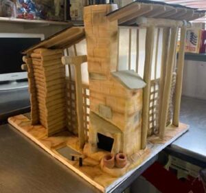 Boston Massachusetts Snow Log Cabin Custom Gingerbread House