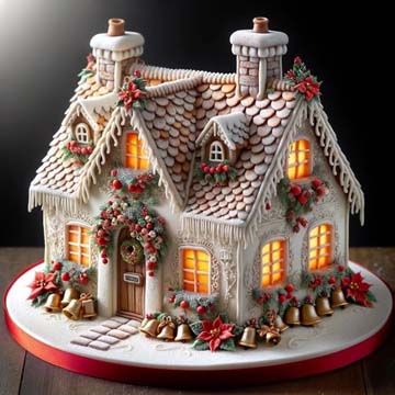 Candyland-themed custom gingerbread house with bright sweets and icing